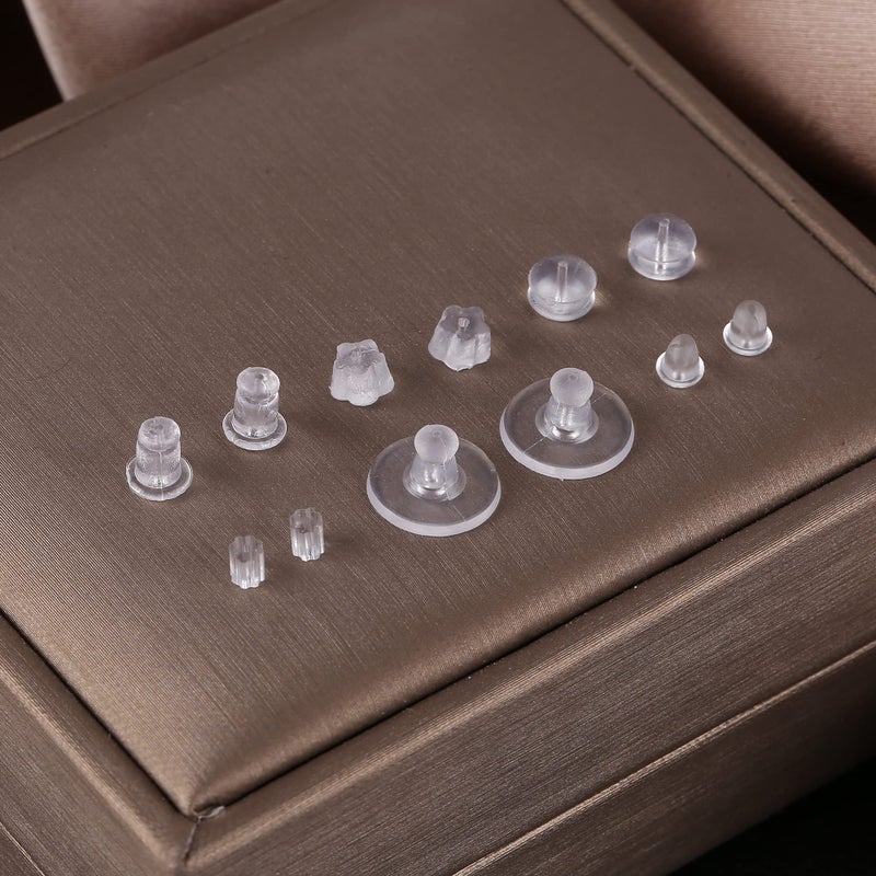 hulubo Silicone Earring Backs for Studs 6 Styles Clear Hypoallergenic Rubber Earrings Safety Back Stopper Replacement Kit (550 Pcs) - Image 4